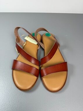 Cynthia Rowley Cognac Brown Leather Slingback Sandals